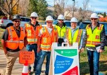 The GFiber construction team and leadership at a Highlands Ranch construction site (9000 Creekside Way).