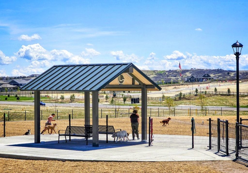 Dogs and their people getting exercise at the new Looking Glass Community Dog Park.

