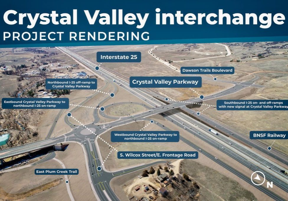 Rendering of the Crystal Valley interchange project in Castle Rock, expected to be complete in 2027.