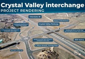Rendering of the Crystal Valley interchange project in Castle Rock, expected to be complete in 2027.