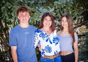 Sara Smith at home in the Glen Oaks neighborhood with Spencer (18) and Charlotte (16).