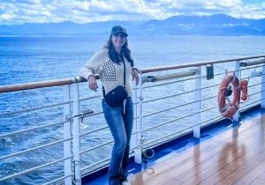 Michelle Kazin on an Alaskan cruise in June 2024. Michelle’s love of travel compelled her to become a travel agent.