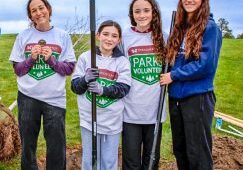 In the spring of 2025, community members of all ages came together to plant trees in Bayou Gulch Regional Park for the biannual Dougnad event.