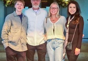 Jeremy Sova with his kids, Lyle and Maddy, and his wife, Alicia.