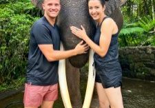 Dr. James and Nicole Pacheco during a visit to an animal sanctuary in Bali.