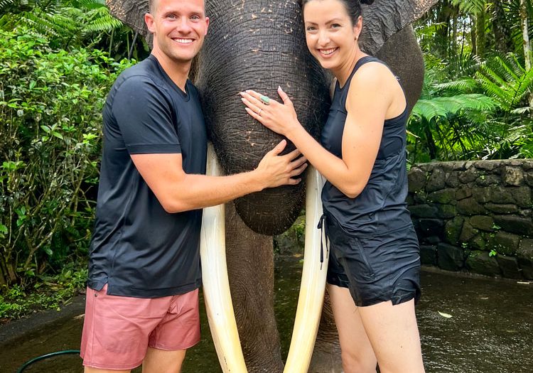 Dr. James and Nicole Pacheco during a visit to an animal sanctuary in Bali.