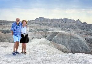 Joe and Barb Gschwendtner in the Badlands, South Dakota, in July. 