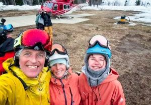 Vern Smith, Wendy Ingraham and Skylar Smith heli-skiing in Revelstoke, Canada in March.