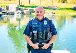 Master Police Officer Mendez at the Millhouse at Philip S. Miller Park in Castle Rock. 
