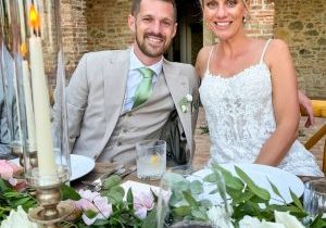 Joey and Meghan Sanders at their wedding last year in Tuscany. 