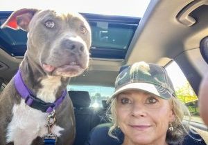 The best of buds: Blu and Amy Fenster out on a drive with a Starbucks stop.