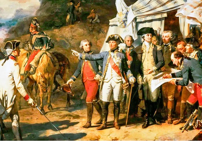 The 1836 oil painting Siege of Yorktown attributed to Henry LeGrand, after Louis-Charles-Auguste Couder.
