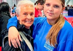Helen Andresen supporting her granddaughter Ally at one of her many volleyball tournaments.