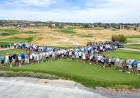 The X Drive Classic always starts with a group photo in an X formation to signify Fragile X, a genetic intellectual disability and the most common single gene linked to autism. 