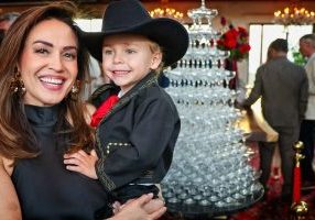Jo Brinkerhoff and her son, Os (3), in his traditional Mexican charro outfit at the March opening of Bar Hummingbird in Castle Rock.